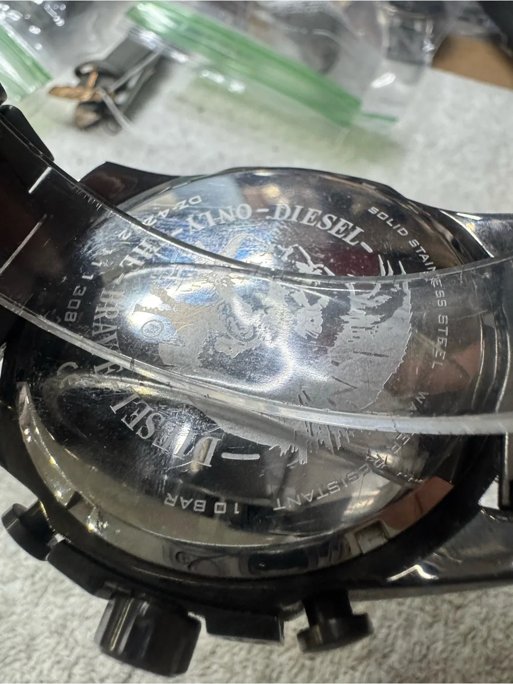 #140 Diesel Silver Gray Multi-Dial Chronograph Watch